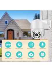 BESDER 5MP PTZ IP Camera WiFi Outdoor AI Human Audio Detection 1080P Wireless Security CCTV P2P RTSP 4X Digital Zoom Wifi Camera