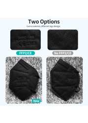 10-200pcs FFP2 Mascarillas FFP2 Negras FPP2 Masks 5 Layers Adult Reusable Black KN95 Maske Protective Face Mask FFP2MASK CE FPP3