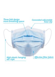 10-600pcs Blue Disposable Face Masks Mascarillas quiurgicas Homeopathic Mouth Mask Adult Non-woven Filter Mask mascarillas