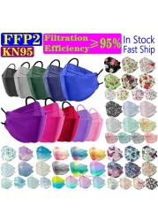 KN95 FFP2 CE 80 Unique Print Beauty Wholesale Fish Mask Mascarillas Protective Breathing Anti Fog Adult Colorful Masques