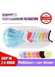 3-layer protective face mask with anti-dust filter for adults disposable