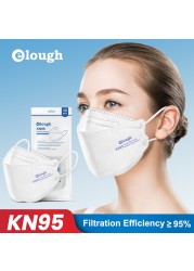 Elough KN95 Fish Mask 10-100pcs FFP2 White Black Mascarillas faciales mascarilla fpp2 homology ada 4 layers reusable mask