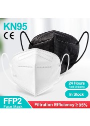 5-200pcs KN95 Mascarillas FFP2 Reutilizable 5 Layers Protective Filter 95% PM2.5 Approved Sanitary ffp2mask ce FFP2 Negras fpp2