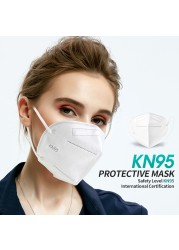 10-200pcs Mascarilla KN95 White Face Masks Filter FPP2 Approved Protective Mask Mouth Mask ffp2fan Mascherine FFP2 Certification