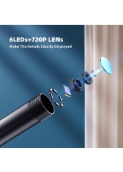 F99 Lens 8mm HD720P Wifi Endoscope Camera Soft Hard Wire IP67 Waterproof USB Inspection Borescope Camera for Android IOS iPhone