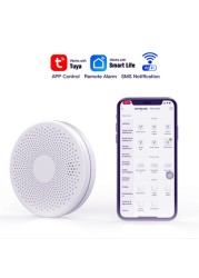 Tuya WIFI 2 in 1 Smoke Carbon Monoxide Combo Detector CO Smoke Alarm Sensor with LED Indicator, AA Battery Power