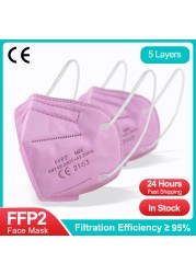 5-100pcs Pink KN95 Masks For Adult Masacarillas FPP2 Approved ffp2Mask Protective Respirator FPP2 Mask FFP2 Face Mouth Mask