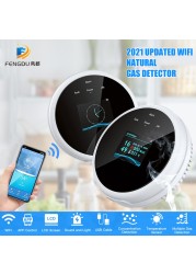 Smart Gas Leak Detector Tuya WiFi Smart Natural Gas Alarm Sensor LED Digital Gas Smoke Alarm Works with Smartlife