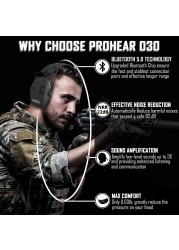 ZOHAN Electronic Headset 5.0 Bluetooth Earmuffs Shooting Ear Protection for Hunting Noise Reduction Professional Tactical