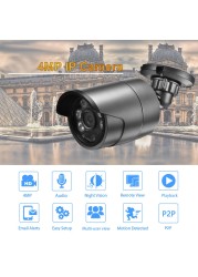 AZISHN 4MP POE IP Camera Mini Outdoor H.265 Night Vision CCTV Video Surveillance Motion Detection Security Camera Email Alerts