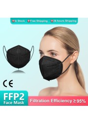 5-100 قطعة kn95 قناع أسود ffp2 mascarillas fpp2 المثليين قناع الوجه ماسكارا KN95 الجهاز التنفسي الكبار masque noir CE mascarillas