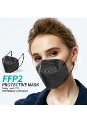 Ffp2 mascarillas الكبار قناع الوجه الاسود قابلة لإعادة الاستخدام mascarilla fpp2 homology ada colores kn95 mascarilla التنفس غطاء للفم Masque