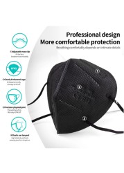 KN95 5 Layer FFP2 Mask Black Respirator Mask CE Approved FFP2, FPP2 FP2