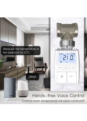 2022 Moes Tuya ZigBee 3.0 Coolant Engine Valve Intelligent Thermostat External Temperature Controller Sensor TRV Voice Control with