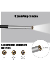 Industrial Endoscope 3.9mm/8mm Borescope Inspection Camera 4.3'' Screen 1080P HD Snake Camera with 6 LED Lights 2600amh Battery