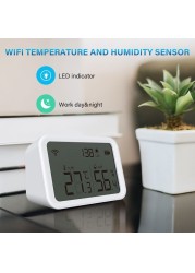 Tuya WiFi Temperature Humidity Sensor Indoor Thermometer LCD Display Thermometer SmartLife With Alexa Google Home