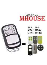 Compatible with MHOUSE GTX4 TX4 GTX4C TX3 Remote Control MOOVO MT4V MT4 MT4G Garage Command Gate Opener MHOUSE Rolling Code 433MHz 3X