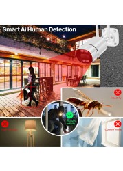 5MP IP Camera WiFi Outdoor Ai Human Audio Detection Wireless Camera 1080P HD Color Infrared Night Vision CCTV Home Security Camera