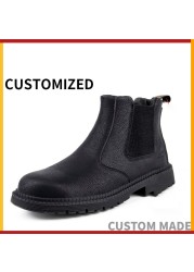 Work Boots 6 Inch Steel Toe Slip On Safety Slim Fit Leather Boots Static Dissipation Breathable Quick Dry Waterproof Stab