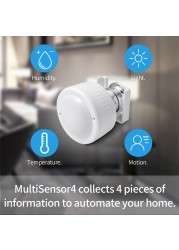 2022 Tuya ZigBee Multi Sensor 4 in 1 Smart PIR Motion Humidity Light Temperature Sensor USB Charge or Battery Operated