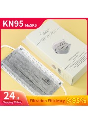 Korea Hot CE KN95 5 Layers Gray Mask Activated Carbon Dustproof Respirator Face Dust Protective Mask FFP2 KN95 Mask 20pcs/box