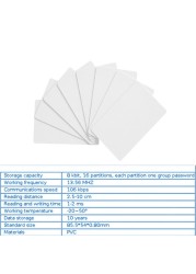 NFC Access Control Card, PVC High Frequency RFID Access Control Card, White 13.56MHz, 10pcs