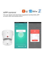 Zigbee smoke fire alarm protection detector tuya smart home security built in beep battery powered for easy replacement