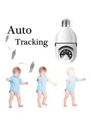 1080P Wireless 360 Rotate Auto Tracking Panoramic Camera Light Bulb WiFi PTZ IP Camera Remote Security E27 Cam