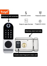 AISUO Tuya WiFi Mobile Phone Unlock Remote Control Fingerprint Magnetic Card Password Key Outdoor Waterproof Smart Door Lock