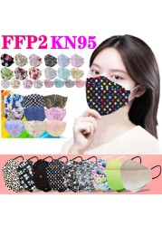 Wholesale KN95 FFP2 CE 100-200pcs 80 Unique Print Fish Mask Mascarillas Protective Breathing Adult Woman Colorful Masques