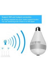 360 Degree Wireless Panoramic WiFi Camera Fisheye 3MP Night Vision Home Security IP Camera E27 Camera Audio Bulb