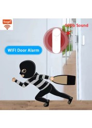 Smart Home Door Switch Magnetic Sensor Window Detector Compatible with Alexa Tuya APP Remote Control and Alerts