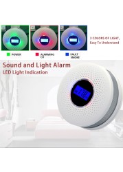 Professional fire protection combination smoke alarm CO carbon carbon monoxide detector sound and light dual sensor for home apartment