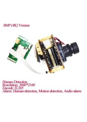 H.265 8MP 4K Starlight Wireless IP Camera Module, 5MP Human Detection WiFi Network Camera Board Two Way Audio TF Card RTSP