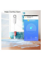 WiFi Wireless Liquid Leak Sensor Water Level Detector Leak Bypass Buzzer Tuya Smart Life APP Push Alarm