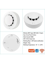 Tuya WiFi Smart Smoke Sensor Detector Smart Home Fire Alarm Smoke Detector WiFi Fire Protection Security Alarm Smart Life APP