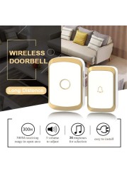 Intelligent Home Security Wireless Doorbell Waterproof AC 100-240V 300M Range Flash Doorbell for Home Office Smart Life