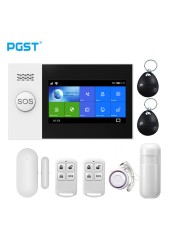 2022 PGST PG107 Tuya Alarm System 4.3 inch Screen WIFI GSM GPRS Home Security Burglar With PIR Motion Sensor Fire Smoke Detector