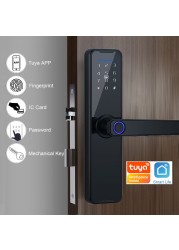2022 K7 Black Smart Lock Biometric Fingerprint Door Lock Tuya App Remote Unlocking Wireless Keyless Lock Electronic Door Lock