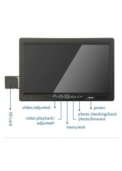 7 inch TFT LCD Monitor Display with DVR Video Recording Function 8GB SD Card Fit Underwater Camera Industrial Endoscope WP70 WP71