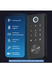 2022 RAYKUBE T1 Black Electronic Smart Door Lock With Biometric Fingerprint Smart Card Password Key Unlock Keyless Door Lock