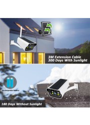 1080P WiFi Outdoor Wireless Camera Security Camera Solar Panel Battery Powered Bullet Camera Night Vision Human Detection