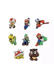 20pcs Cartoon Super Mario Luigi Mushroom PVC Shoe Charms Garden Croc Shoe Accessories Charms Buckle Fit Croc JIBZ Children Party