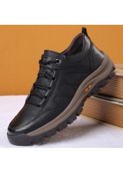 New Men Casual Leather Shoes Hiking Outdoor Breathable Non-slip Hollow Sneakers Men Shoes Zapatos Hombre Casual Mannen Schoenen