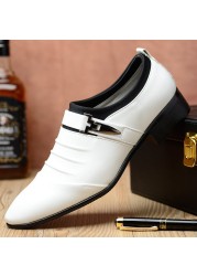 Men Leather Shoes Casual Shoes Slip On Business Dress Shoes All-match Wedding Shoes Plus Size Zapatos De Hombre