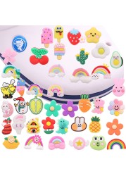 Wholesale 50pcs Animal Fruit Rainbow Kids Shoe Accessories Buckle Garden Shoe Decorations Fit Croc Jibz Ornament X-mas Gifts