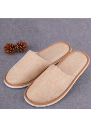 2021 New Simple Unisex Cotton and Linen Slippers Hotel Travel Spa Portable Men Slippers Disposable Home Indoor Guest Slippers