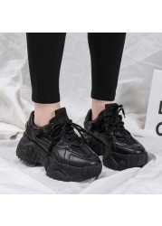 Rimocy Fashion Platform Chunky Sneakers For Women Thick Bottom Black Vulcanize Shoes Woman 2022 Spring Ladies Mesh Sneakers