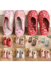 Small floral slippers pastoral fabric soft-soled household cotton slippers warm breathable non-slip light beautiful cotton slippers