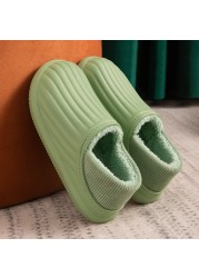 Hot Waterproof Non-slip Home Slippers Men Winter Warm Women Indoor Non-slip Ladies Soft Slippers Memory Foam Couples Shoes